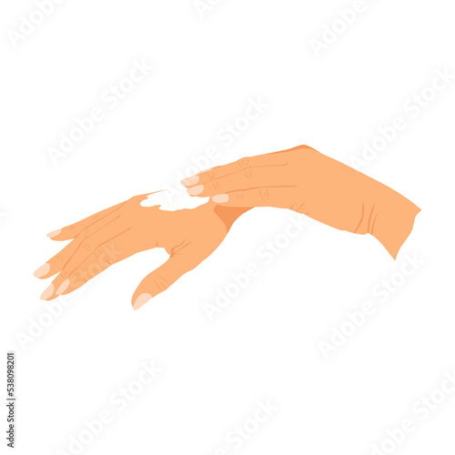 vector illustration of a woman's hand smeared with body lotion