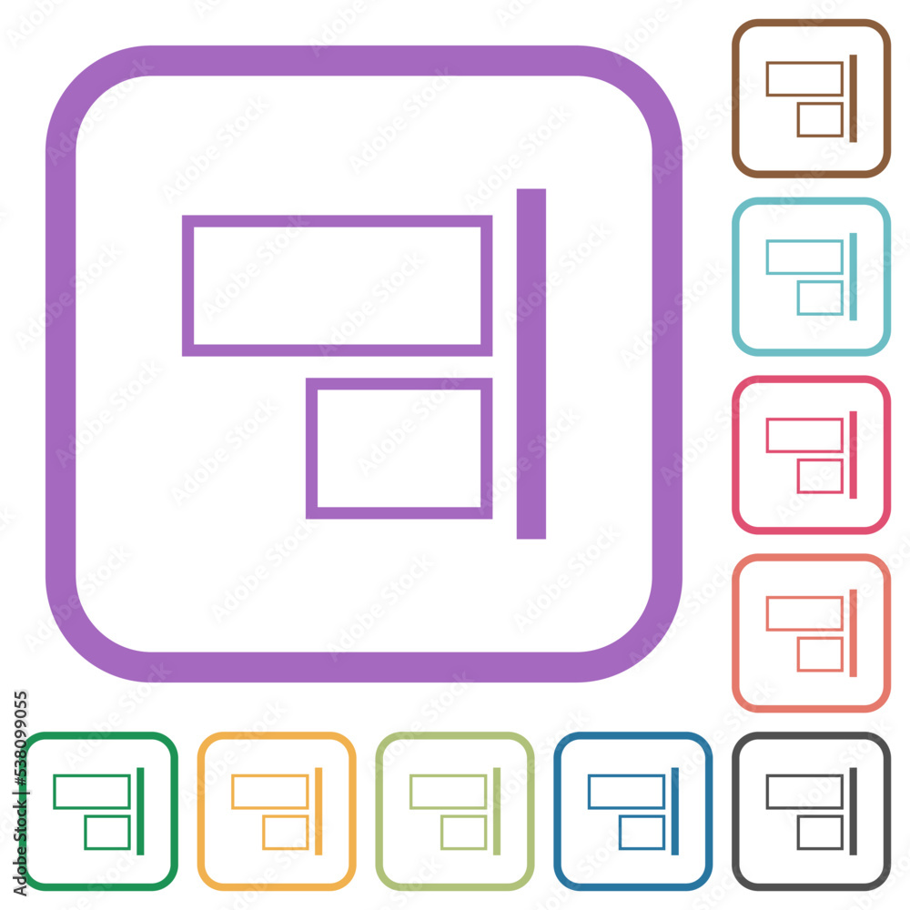 Align to right outline simple icons Align to right outline simple icons