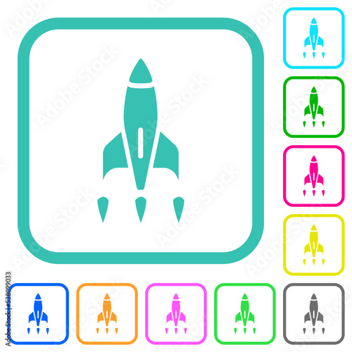 Rocket vivid colored flat icons