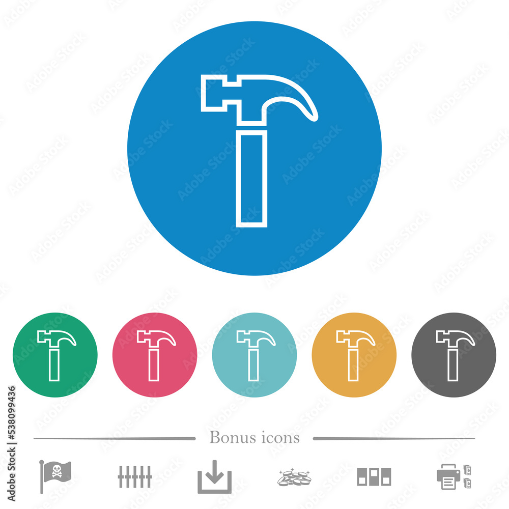 Hammer outline flat round icons Hammer outline flat round icons