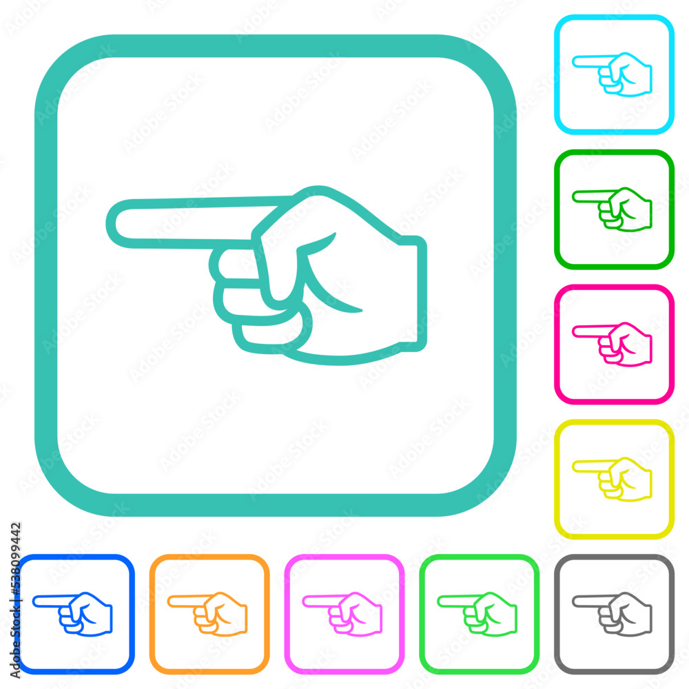Left pointing hand outline vivid colored flat icons Left pointing hand outline vivid colored flat icons