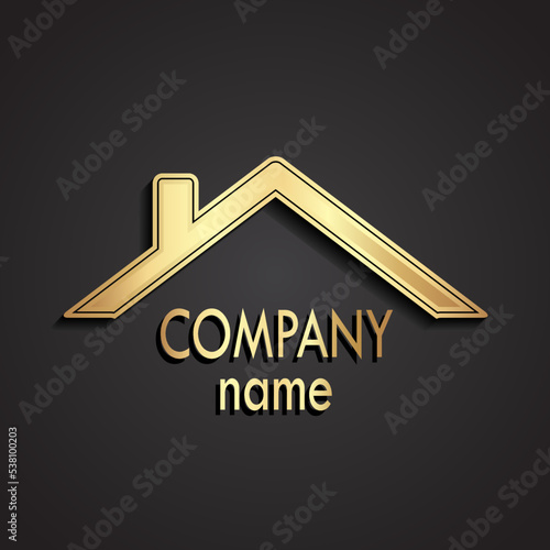 3d gold house roof logo