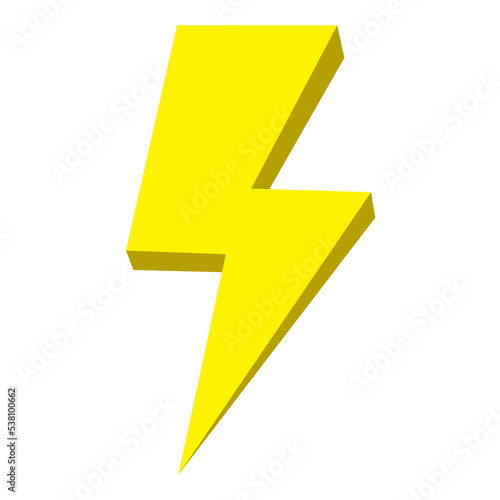 Yellow thunder icon isolated on white background, thunder storm symbol. Yellow electric lightning bolt.