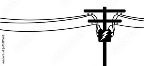 Tangent towers. High voltage pole, electric wires and telephone cable, wire line pylon, poles network. Broken electric pylons, power transmission line. Cartoon for socket, electricity cable circuit. 