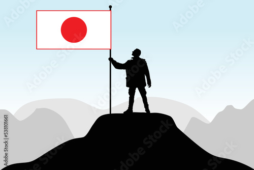 man holding a flag of Japan 