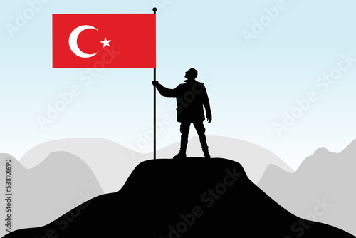 man holding a flag of Turkey