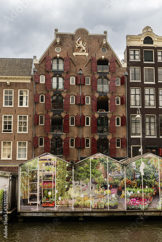 Photography The Flower market at the Singel Canal in the center of Amsterdam