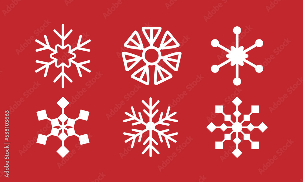 Snowflakes flat icon set. Snowflakes flat icon set.