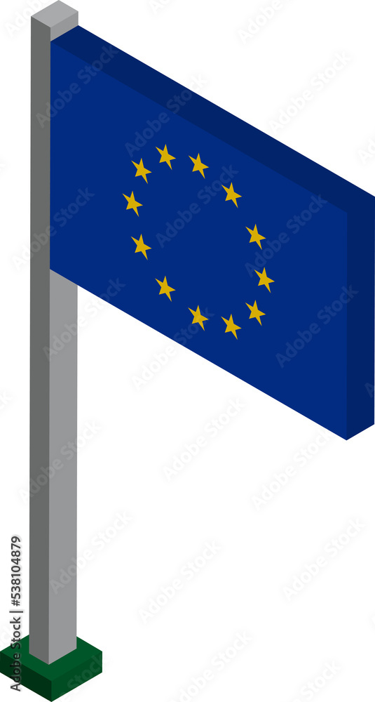 European Union Flag on Flagpole in Isometric dimension. European Union Flag on Flagpole in Isometric dimension.