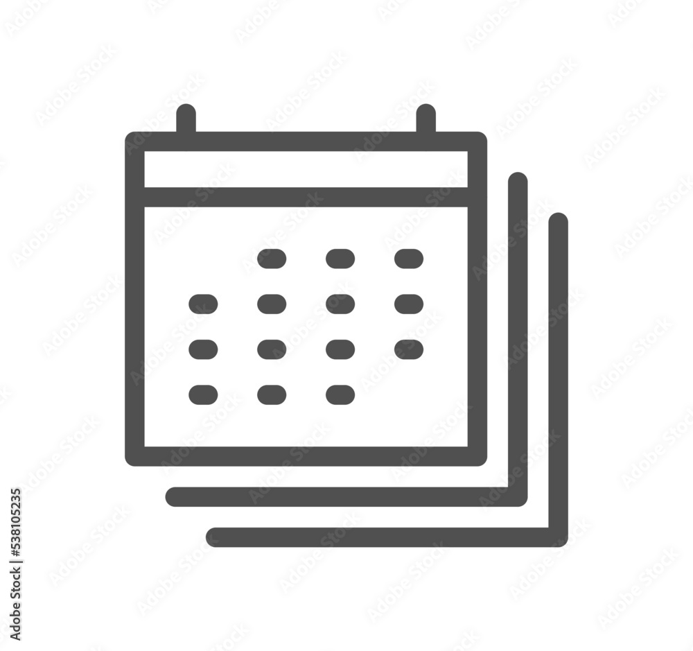 Calendar icon outline and linear vector. Calendar icon outline and linear vector.