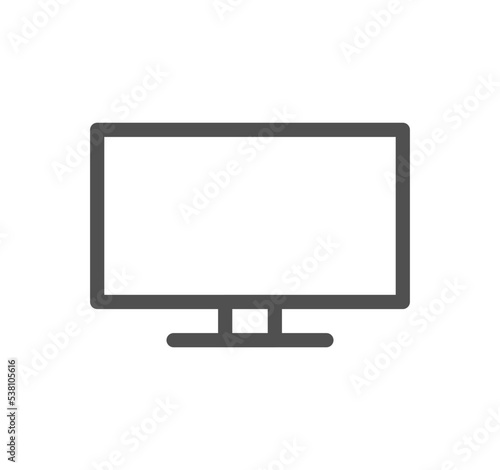 Monitor icon outline and linear vector.