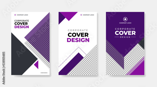 Purple cover design for company book cover flyer banner annual report ect