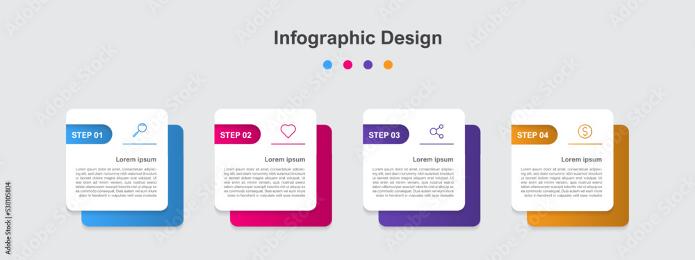 Four Steps Colorful abstract business infographic template