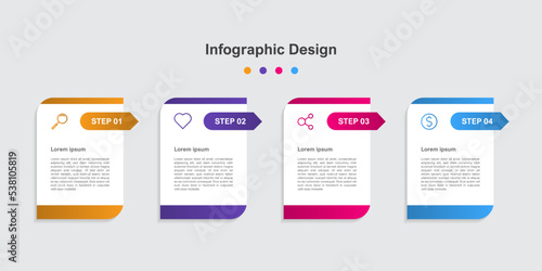 Four Steps Colorful abstract business infographic template