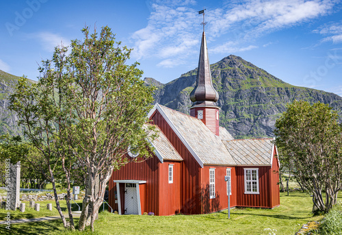 Flakstad Church, Ramberg, Lofoten Islands, Nordland, Norway photo