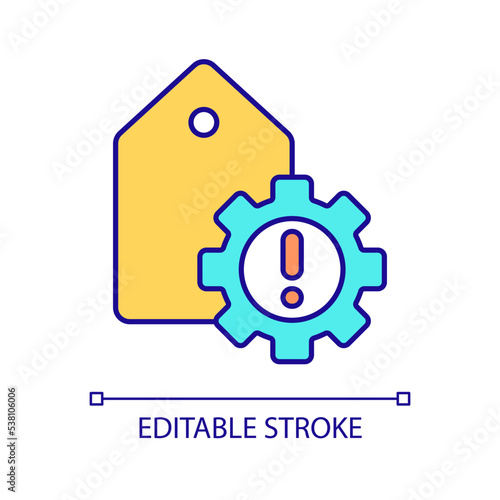 Adjusting tag management RGB color icon. Solving marketing problem. Find working solution. Isolated vector illustration. Simple filled line drawing. Editable stroke. Arial font used