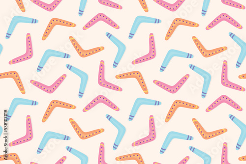 seamless pattern colorful boomerangs, great for wrapping, textile, wallpaper, greeting card- vector illustration