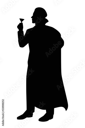 Dracula silhouette vector, Halloween devil in black and white.