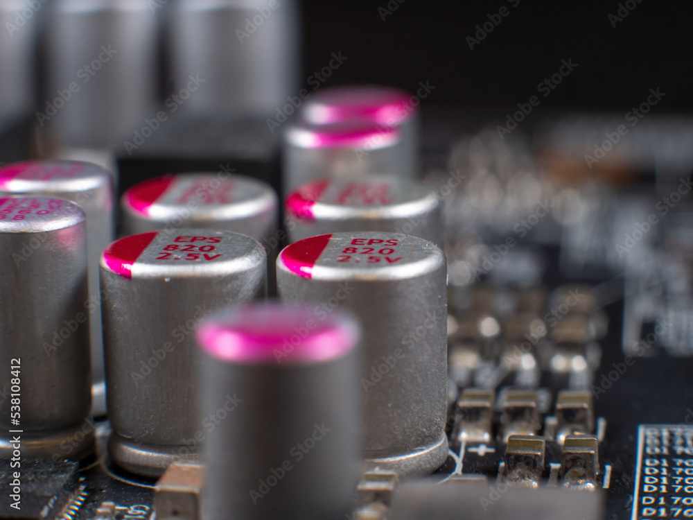 electronic components on a motherboard electronic components on a motherboard