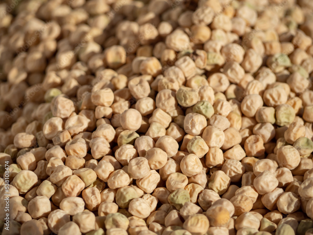 Texture of natural food background from dried pea seeds close-up Texture of natural food background from dried pea seeds close-up