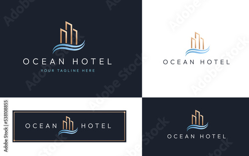 Luxury hotel logo template design symbol for construction, apartment, architecture business identity