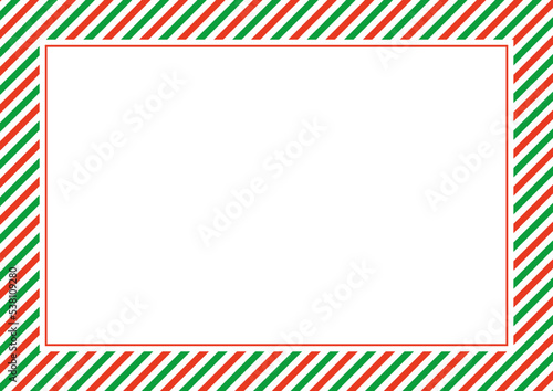 斜め　ストライプ　赤　緑　フレーム 　クリスマスカラー