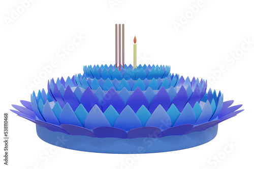 3D rendering Krathong floating flower. Loy krathong festival