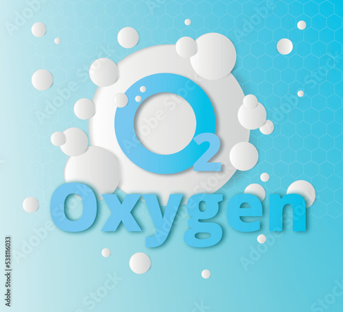 Oxygen molecule on a blue background.O2. Concept. Vector illustration.