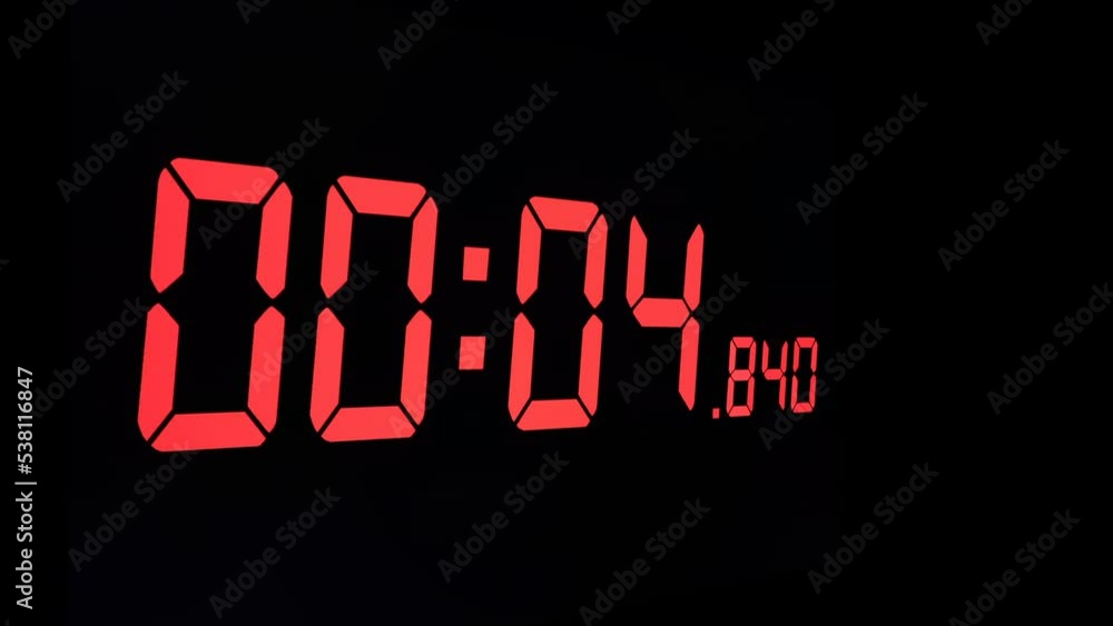 Digital countdown timer for a specific time on a black background. Digital countdown timer for a specific time on a black background.