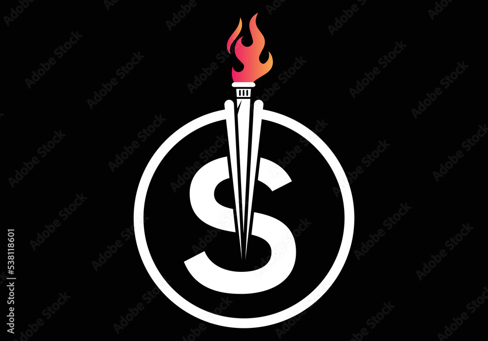 Initial Letter s Fire Torch Concept With Fire and Torch Icon Vector