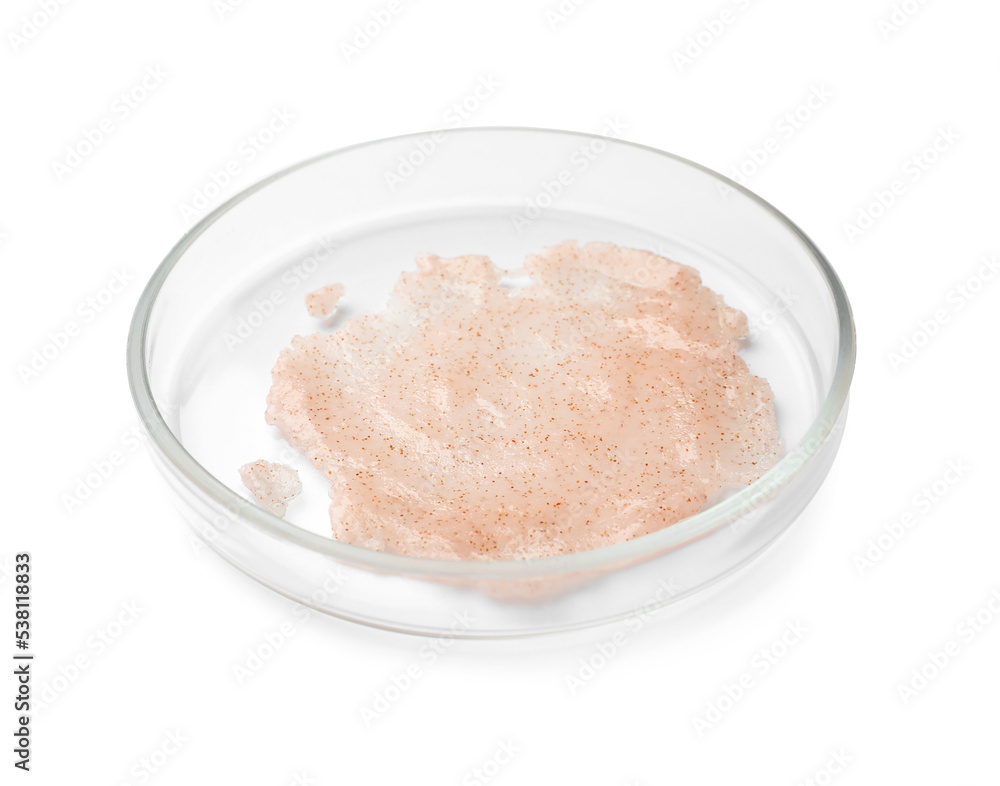 Petri dish with cosmetic product isolated on white Petri dish with cosmetic product isolated on white