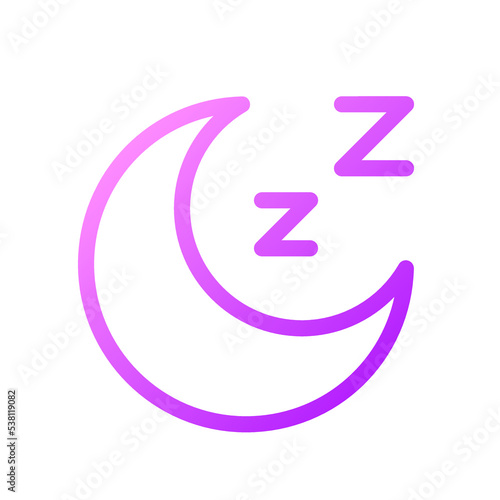 Sleep pixel perfect gradient linear ui icon. Sleeping mode. Muted sound. Relaxation time. Bedtime. Line color user interface symbol. Modern style pictogram. Vector isolated outline illustration
