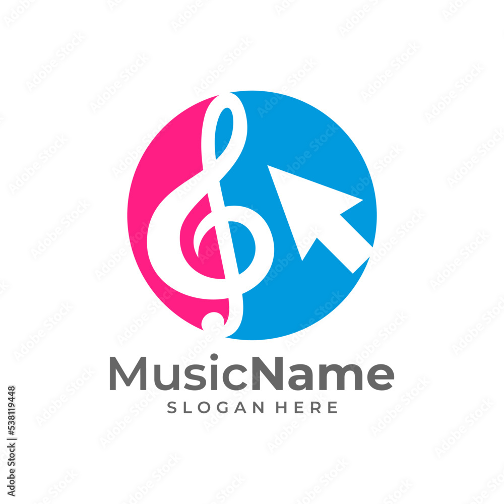 Music Click Logo Vector. Touch Music logo design template Music Click Logo Vector. Touch Music logo design template