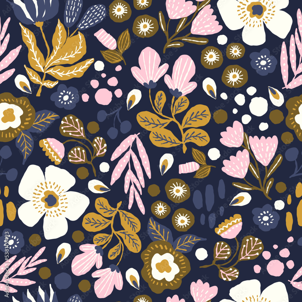 Hand Drawn Floral Vector Seamless Pattern Hand Drawn Floral Vector Seamless Pattern