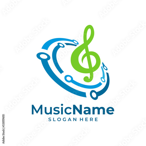 Tech Music Logo Vector. Circuit Music logo design template