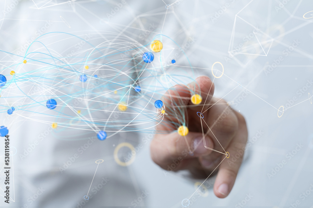 Global network. Blockchain. 3D illustration. Neural networks and artificial intelligence. Abstract Global network. Blockchain. 3D illustration. Neural networks and artificial intelligence. Abstract