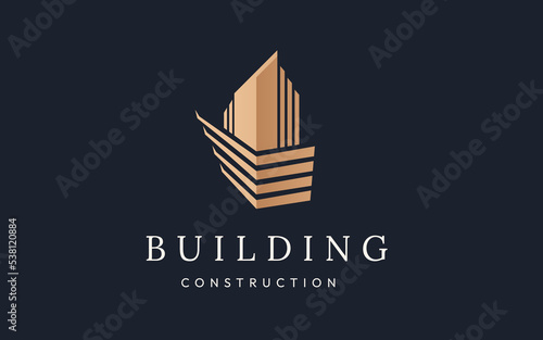 Luxury Apartment building real estate construction minimal logo icon symbol design template	