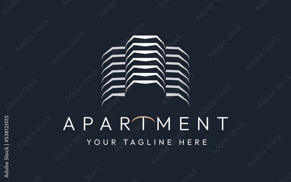 Luxury Apartment building real estate construction minimal logo icon symbol design template