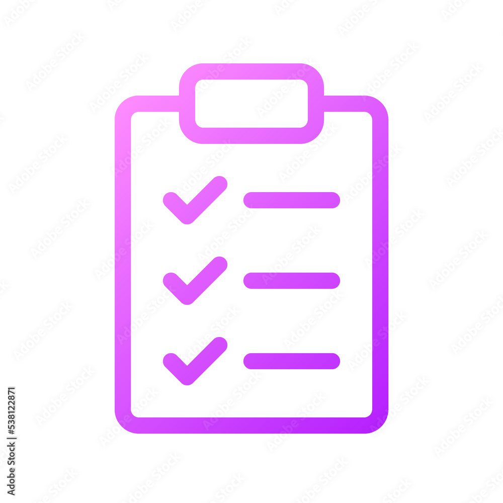 Checklist pixel perfect gradient linear ui icon. Wellness to do list. Questions form. Feedback poll. Line color user interface symbol. Modern style pictogram. Vector isolated outline illustration
