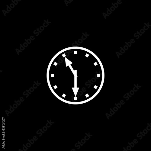 Time management icon. Clock alarm icon isolated on dark background