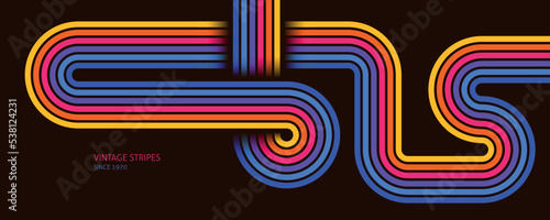 Abstract Colorful Funky Retro Vintage Background. 1970s Retro Style With Stripes Vector Illustration