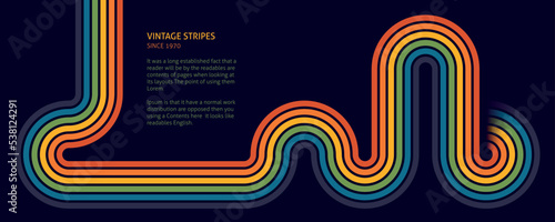 Abstract Colorful Funky Retro Vintage Background. 1970s Retro Style With Stripes Vector Illustration