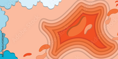 Vector background with orange paper cut shapes. 3D abstract paper art style, design layout for business presentations, posters, prints, decorations, cards, brochure covers