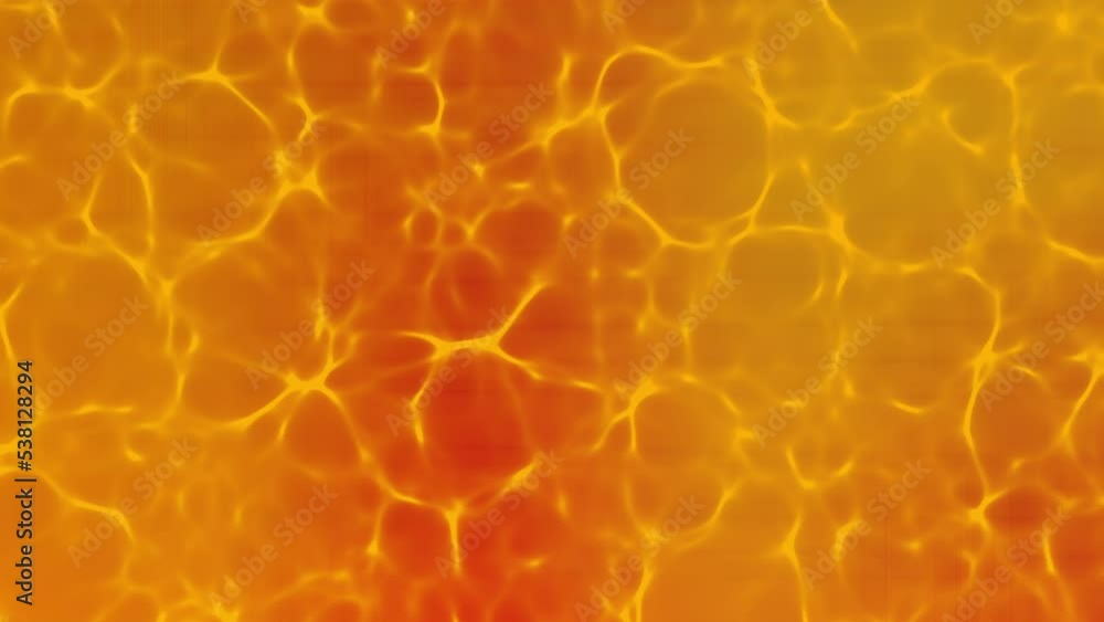 Caustic motion animation in dark orange background animation. 2D computer rendering pattern