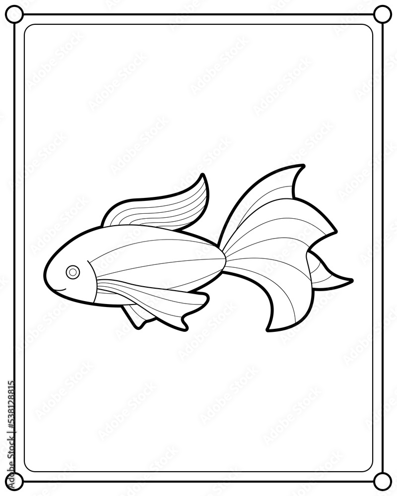 Goldfish suitable for children's coloring page vector illustration Stock Vector | Adobe Stock