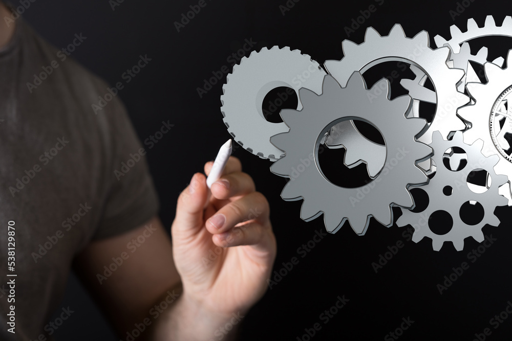 Digital cyberspace with particles and Digital data network connections concept.