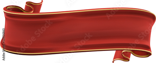 3D rendering red ribbon for composition