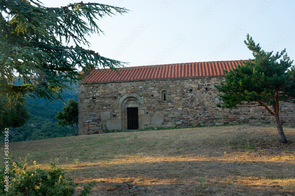 View of a beautiful mountain landscape and a lonely abandoned house in the Pyrenees