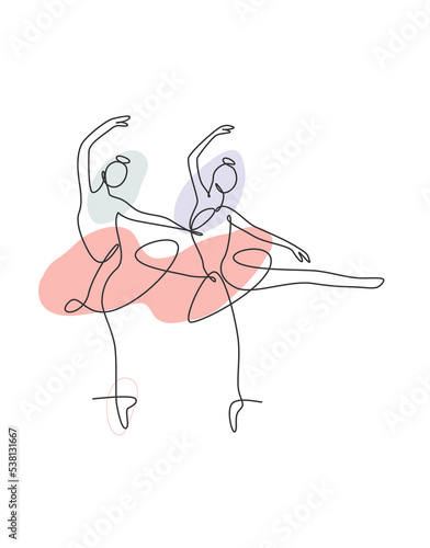 One single line drawing sexy woman beauty ballerina vector illustration. Pretty ballet dancer shows dance motion concept. Minimalist wall decor poster print. Modern continuous line graphic draw design