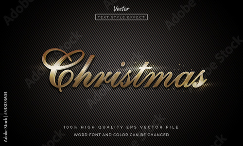 Luxury text effect merry christmas gold 3d style